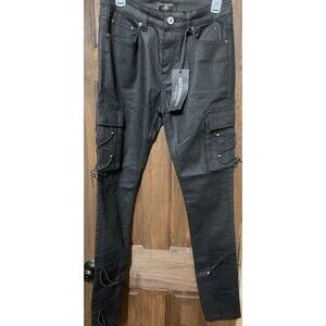 Serenede 1111 Waxed Cargo Jeans Black Stacked Slim Skinny Bungee Men’s 30 NWT